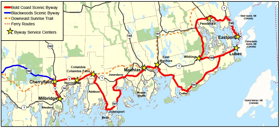 Map of Bold Coast Scenic Byway